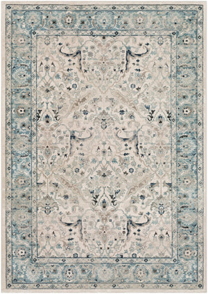 Mesopotamia MEP-2304 Traditional Polypropylene Rug MEP2304-9123 Medium Gray, Teal, Ivory, Navy, Denim, Black, Camel 100% Polypropylene 9' x 12'4"