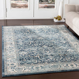 Mesopotamia MEP-2306 Traditional Polypropylene Rug MEP2306-9123 Navy, Medium Gray, Teal, Denim, Ivory, Camel, Black 100% Polypropylene 9' x 12'4"