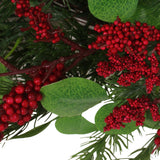 Leigh 25.5" Eucalyptus and Pine Artificial Wreath with Berries Green and Red Noble House