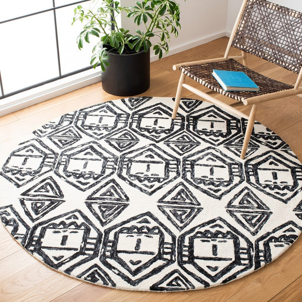 Safavieh Metro 404 Handtufted 100% Wool Rug Black / Ivory MET404Z-3