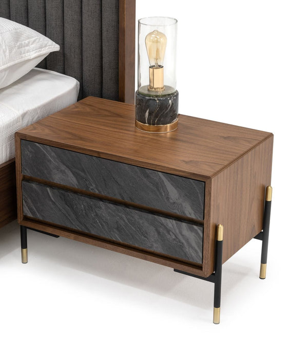 VIG Furniture Nova Domus Metcalf - Mid-Century Walnut & Grey Nightstand VGMAQT-S831-BR-120-WAL-NS