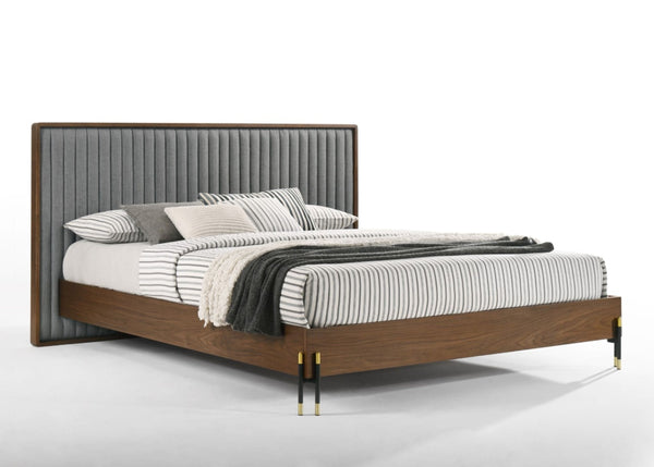 VIG Furniture Nova Domus Metcalf - Eastern King Mid-Century Walnut & Grey Bed VGMABR-120-WAL-BED-EK