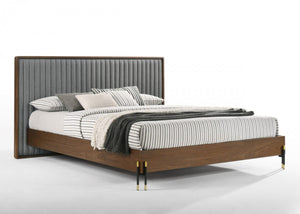 VIG Furniture Nova Domus Metcalf - Mid-Century Walnut & Grey Bed VGMABR-120-WAL-BED VGMABR-120-WAL-BED