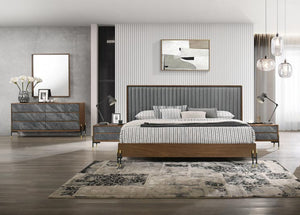VIG Furniture Nova Domus Metcalf - Mid-Century Walnut & Grey Bedroom Set VGMABR-120-WAL-BED-SET