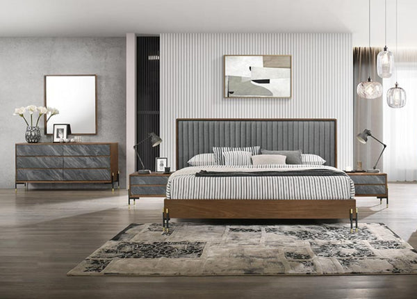 VIG Furniture Nova Domus Metcalf - Queen Mid-Century Walnut & Grey Bedroom Set VGMABR-120-WAL-BED-SET-Q