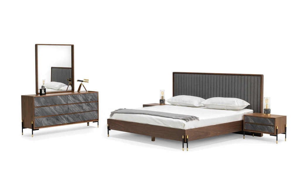 VIG Furniture Nova Domus Metcalf - California King Mid-Century Walnut & Grey Bedroom Set VGMABR-120-WAL-BED-SET-CK