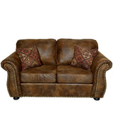 Porter Designs Elk River Leather-Look & Nail Head Transitional Loveseat Brown 01-33C-02-975