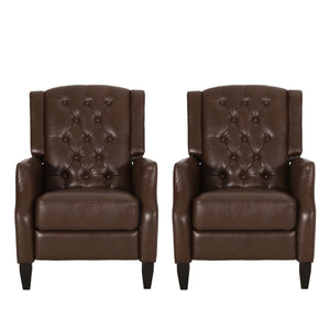 Sadlier Contemporary Faux Leather Tufted Pushback Recliners, Dark Brown Noble House