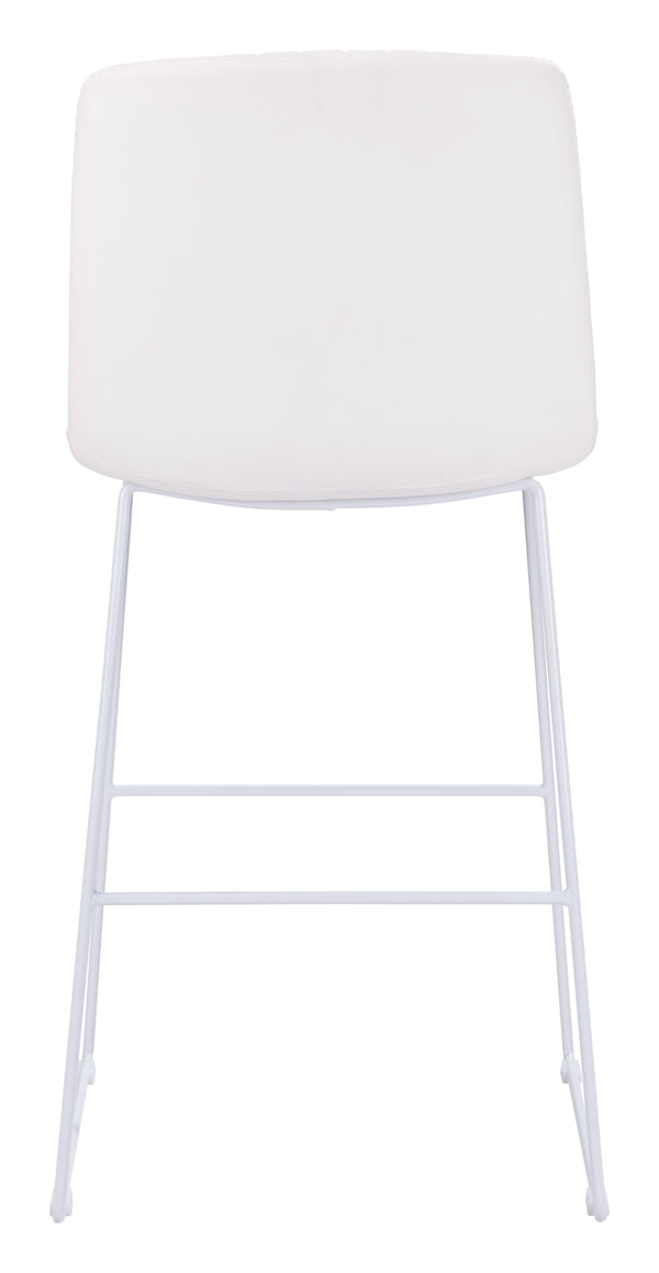 Zuo Modern Mode 100% Polyurethane, Plywood, Steel Modern Commercial Grade Barstool Set - Set of 2 White 100% Polyurethane, Plywood, Steel