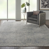 Nourison Rustic Textures RUS09 Painterly Machine Made Power-loomed Indoor Area Rug Ivory/Grey/Blue 7'10" x 10'6" 99446496447