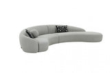 Divani Casa Allis - Glam Grey and Black Fabric Curved Sectional Sofa