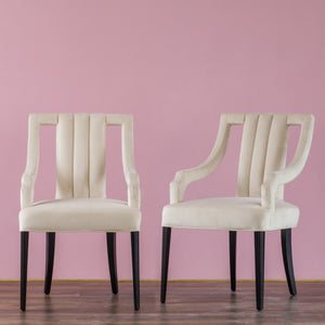 Viola Velvet Klismos Chair - Elegant Greek-Inspired Design with Black Birch Legs, Fully Assembled Style