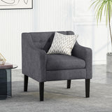 Deanna Contemporary Fabric Tufted Accent Chair, Charcoal and Espresso  Noble House