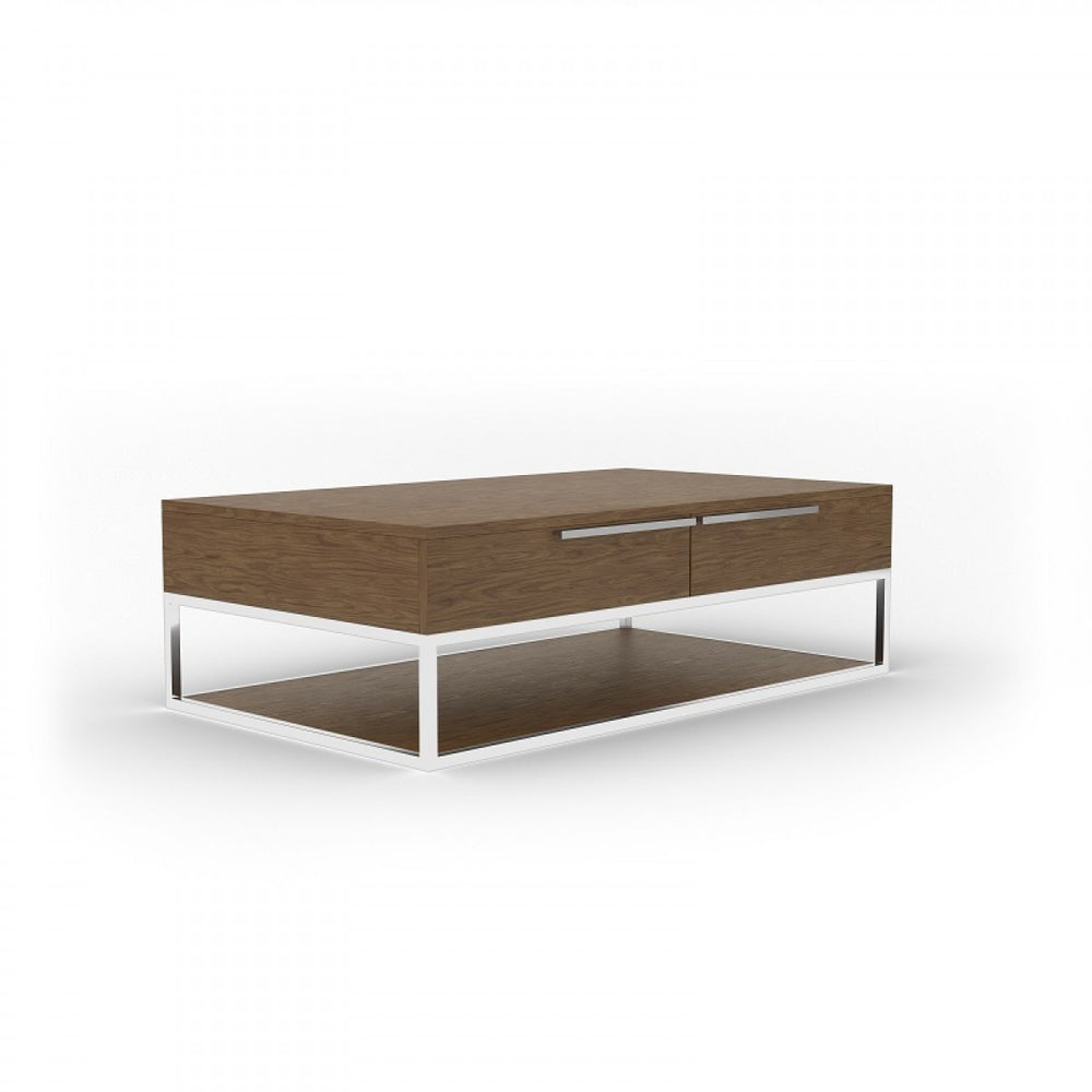 VIG Furniture Modrest Heloise - Modern Walnut and Stainless Steel Coffee Table VGBB-MK1502-CT VGBB-MK1502-CT