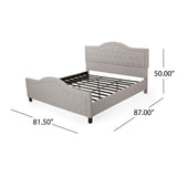 Virgil Fully-Upholstered Traditional King-Sized Bed Frame, Light Gray Noble House