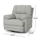 Elodie Leather Swivel Power Recliner, Light Grey Noble House