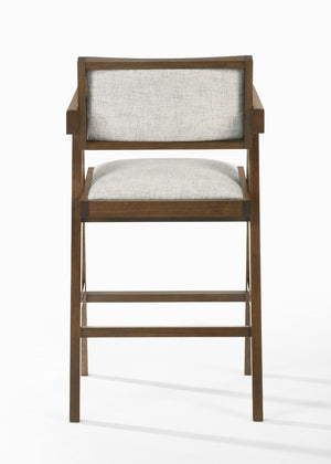 VIG Furniture Modrest Fern - Modern Walnut and Beige Counter Stool Set of 2 VGMA-MI-1116-BC-WB