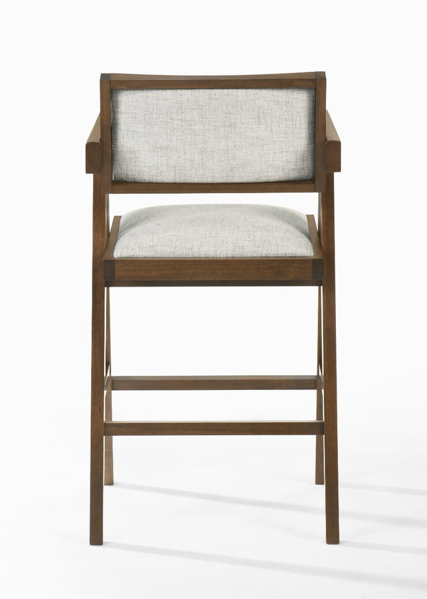 VIG Furniture Modrest Fern - Modern Walnut and Beige Counter Stool Set of 2 VGMA-MI-1116-BC-WB