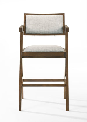 VIG Furniture Modrest Fern - Modern Walnut and Beige Counter Stool Set of 2 VGMA-MI-1116-BC-WB