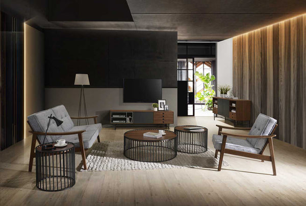 VIG Furniture Modrest Bronson Modern Walnut & Black Round Coffee Table VGMAMIT-5224-COF