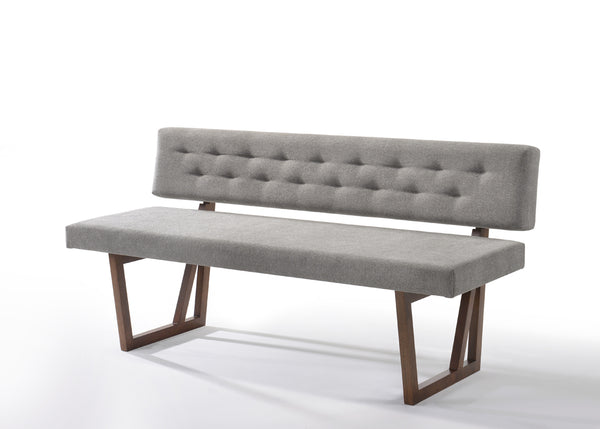 VIG Furniture Modrest Jordan Modern Grey & Walnut Dining Bench VGMAMI-746-GRY