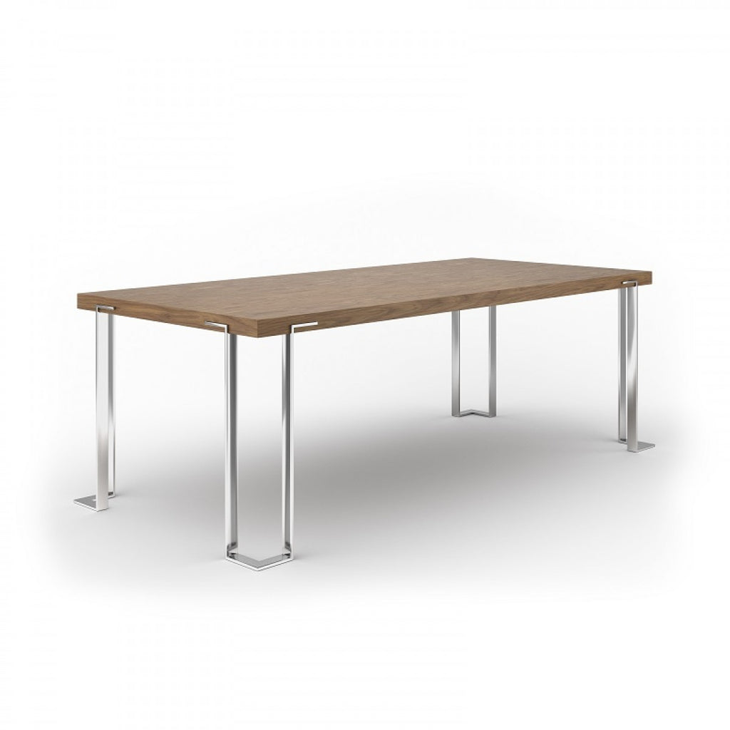 VIG Furniture Modrest Heloise - Modern Walnut & Stainless Steel Dining Table VGBB-MI1502A-WAL-DT VGBB-MI1502A-WAL-DT