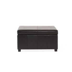 Forrester Espresso Bonded Leather Square Storage Ottoman Noble House