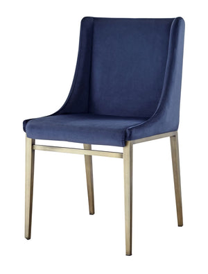 VIG Furniture Modrest Mimi - Contemporary Blue Velvet & Antique Brass Dining Chair (Set of 2) VGGAGA-6544CH-BLU-DC