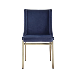 VIG Furniture Modrest Mimi - Contemporary Blue Velvet & Antique Brass Dining Chair (Set of 2) VGGAGA-6544CH-BLU-DC