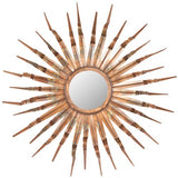 Sun Mirror 8.5 x 8.5 Burnt Copper and Espresso Iron Glass Wood