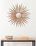 Safavieh Sun Mirror 8.5 x 8.5 Burnt Copper and Espresso Iron Glass Wood MIR3006A 683726524601