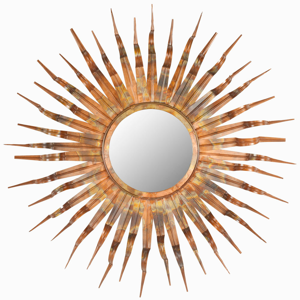 Safavieh Sun Mirror 10.75 x 10.75 Burnt Copper and Espresso Iron Glass Wood MIR3007A 683726524618