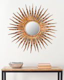 Safavieh Sun Mirror 10.75 x 10.75 Burnt Copper and Espresso Iron Glass Wood MIR3007A 683726524618