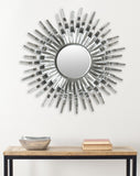 Safavieh Sun Mirror 10.75 x 10.75 Silver and Black Iron Glass MDF Plastic MIR3007C 683726964575