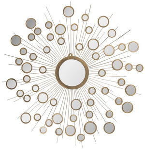 Safavieh Kiania Mirror 7.5 x 7.5 Gold Iron Glass Composite Wood MIR3012A 683726937340