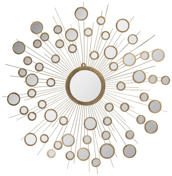 Safavieh Kiania Mirror 7.5 x 7.5 Gold Iron Glass Composite Wood MIR3012A 683726937340