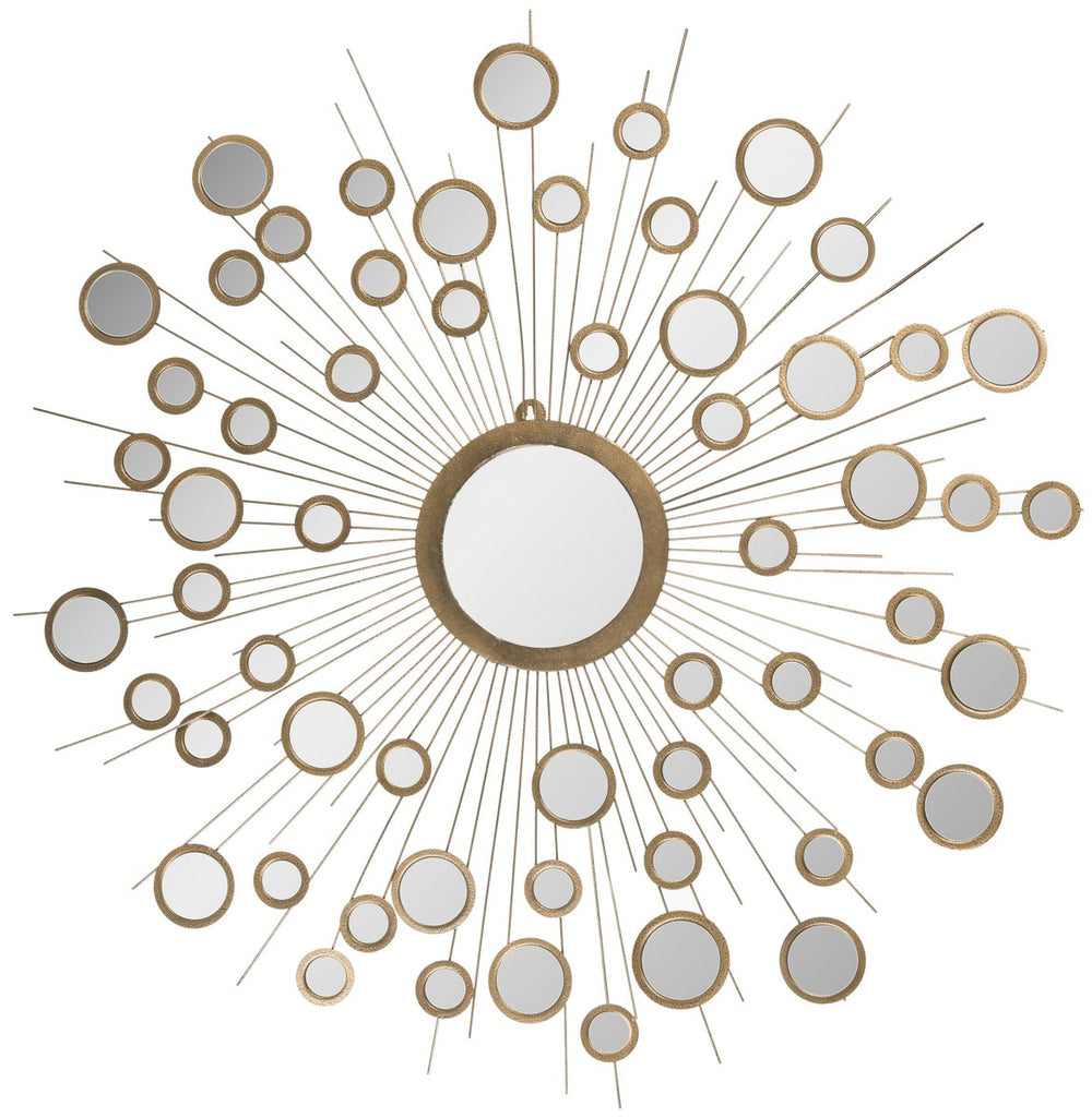 Safavieh Kiania Mirror 7.5 x 7.5 Gold Iron Glass Composite Wood MIR3012A 683726937340