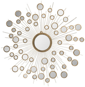 Safavieh Kiania Mirror 7.5 x 7.5 Gold Iron Glass Composite Wood MIR3012A 683726937340