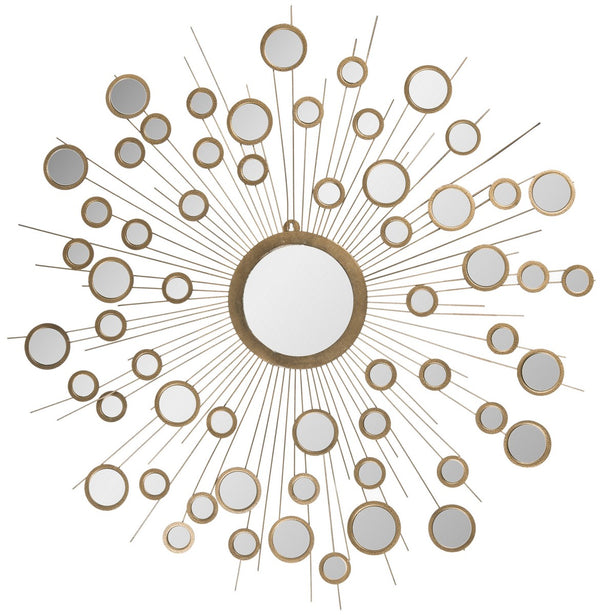 Safavieh Kiania Mirror 7.5 x 7.5 Gold Iron Glass Composite Wood MIR3012A 683726937340