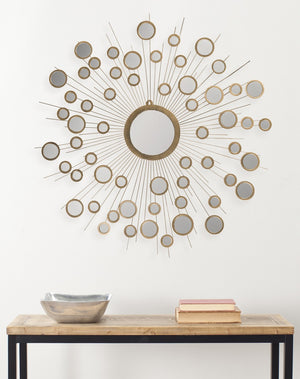 Safavieh Kiania Mirror 7.5 x 7.5 Gold Iron Glass Composite Wood MIR3012A 683726937340