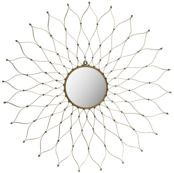 Safavieh Onile Mirror 8 x 8 Gold Iron Glass Composite Wood MIR3013A 683726937357