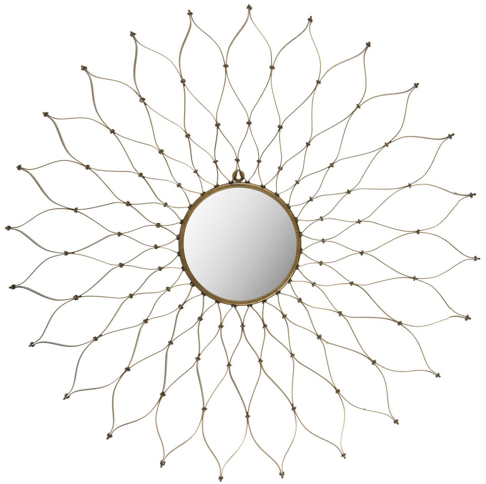 Safavieh Onile Mirror 8 x 8 Gold Iron Glass Composite Wood MIR3013A 683726937357