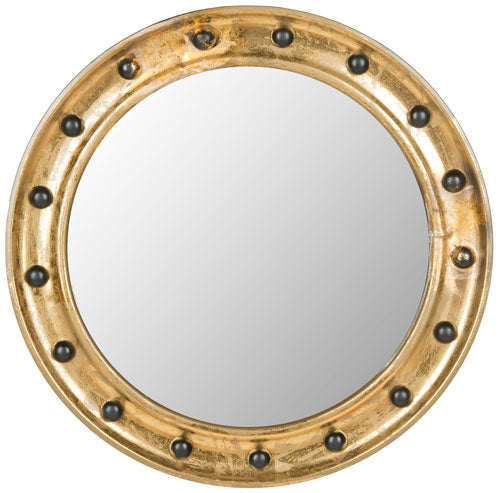 Safavieh Mariner Porthole Mirror Antique Gold Iron Glass Wood MIR4024A 683726490395