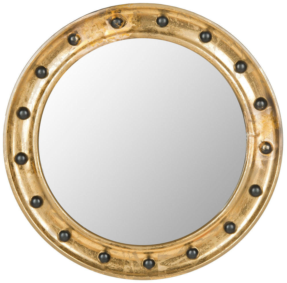 Safavieh Mariner Porthole Mirror Antique Gold Iron Glass Wood MIR4024A 683726490395