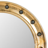 Safavieh Mariner Porthole Mirror Antique Gold Iron Glass Wood MIR4024A 683726490395