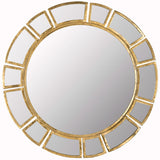 Safavieh Mirror Deco Sunburst 24 x 24 Antique Gold Iron Glass Wood MIR4026A 683726490418