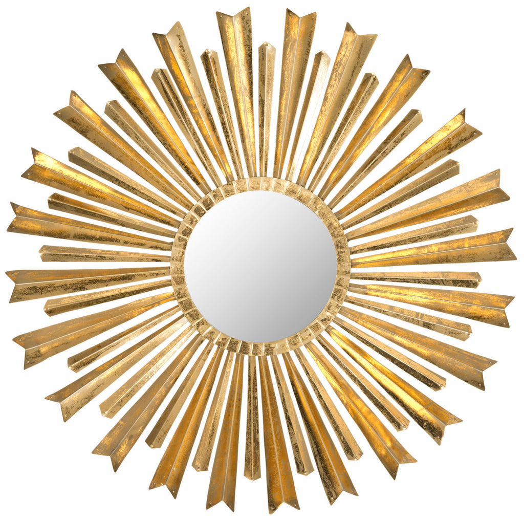 Safavieh Mirror Arrows Sunburst 10.4 x 10.4 Antique Gold Iron Glass Wood MIR4027A 683726490425