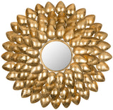 Safavieh Woodland Mirror Sunburst 8.2 x 8.2 Antique Gold Iron Glass Wood MIR4029A 683726490449