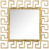 Safavieh Calliope Mirror Greek Key 15 x 15 Antique Gold Iron Glass Wood MIR4034A 683726730934