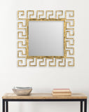 Safavieh Calliope Mirror Greek Key 15 x 15 Antique Gold Iron Glass Wood MIR4034A 683726730934